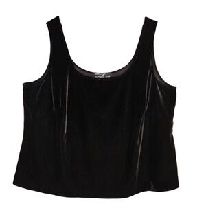 Alex Evenings Women's Black Velvet Tank Top 2X Sleeveless Scoop Romantic‎ Goth